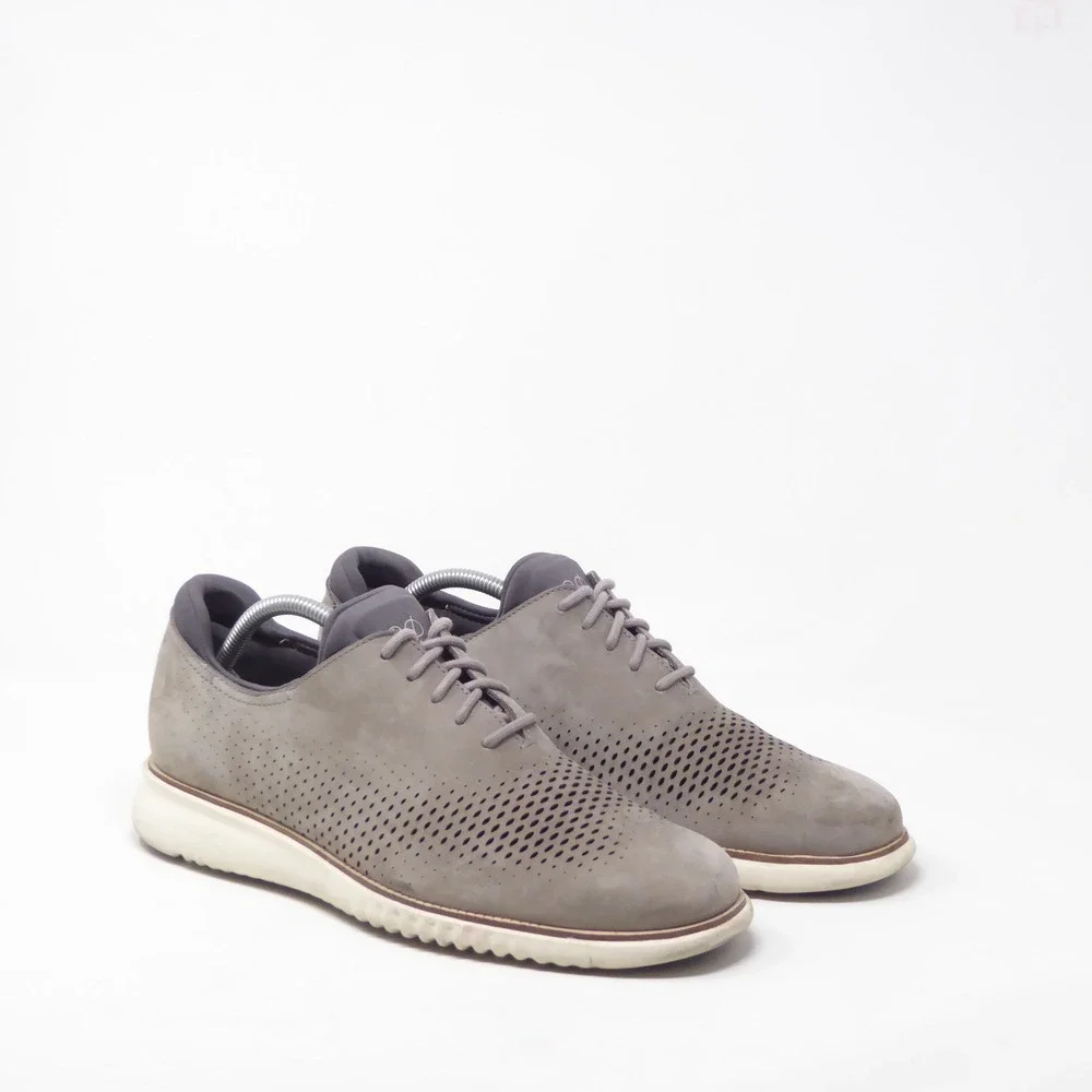Cole Haan Mens 2.ZeroGrand Laser Wingtip Oxford Shoes Grey C23814 Size 10M